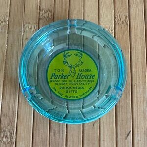 Parker House Tok Alaska Turquoise Glass Ashtray vintage